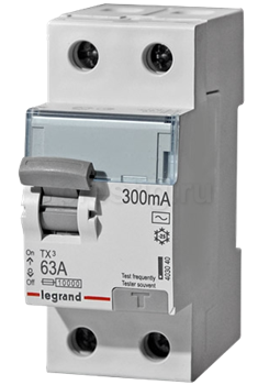 Дифф.выкл. ВДТ TX3 2п 63А 300mА АС Legrand 403040 - фото 4046