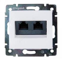 Розетка двойная компьютерная с захват. RJ45 кат.6е Legrand Valena (Белая) 774247 - фото 5229