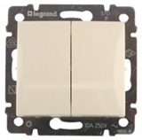 Переключатель 2-х клавишный 10A Legrand Valena (Сл.кость) 774308