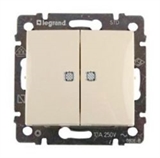Переключатель 2-х клавишный с подсветкой 10A Legrand Valena (Сл.кость) 774112