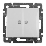 Переключатель 2-х клавишный с подсветкой 10A Legrand Valena (Белый) 774212